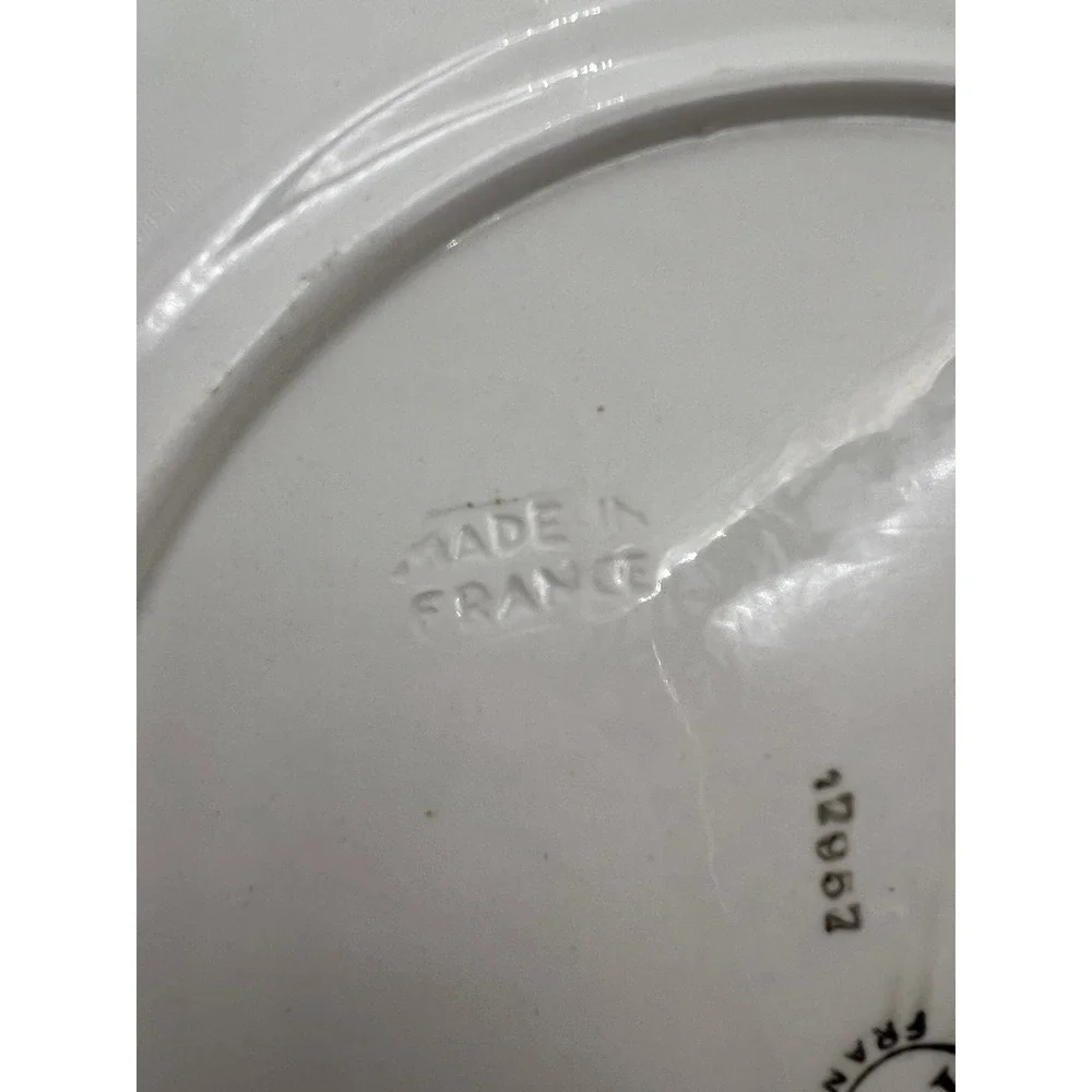 PV France Vintage White Strawberry Embossed Ceramic Salad Plates Set of 2 12957